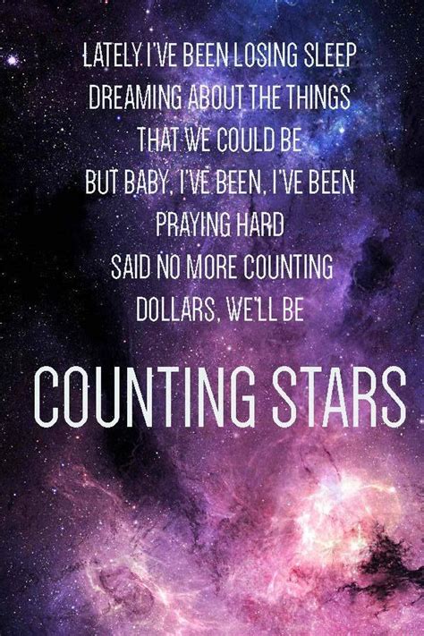 Oct 12, 2023 · Title: Decoding the Lyrics to OneRepublic’s “Counting Stars” OneRepublic’s “Counting Stars” is undoubtedly one of the most successful and beloved songs of the past decade. Released in 2013 as a part of the album Native, it spent over a year on the Billboard Hot 100 charts and sold over 11 million copies worldwide. Its catchy … The Meaning Behind The Song: Counting Stars by ... 